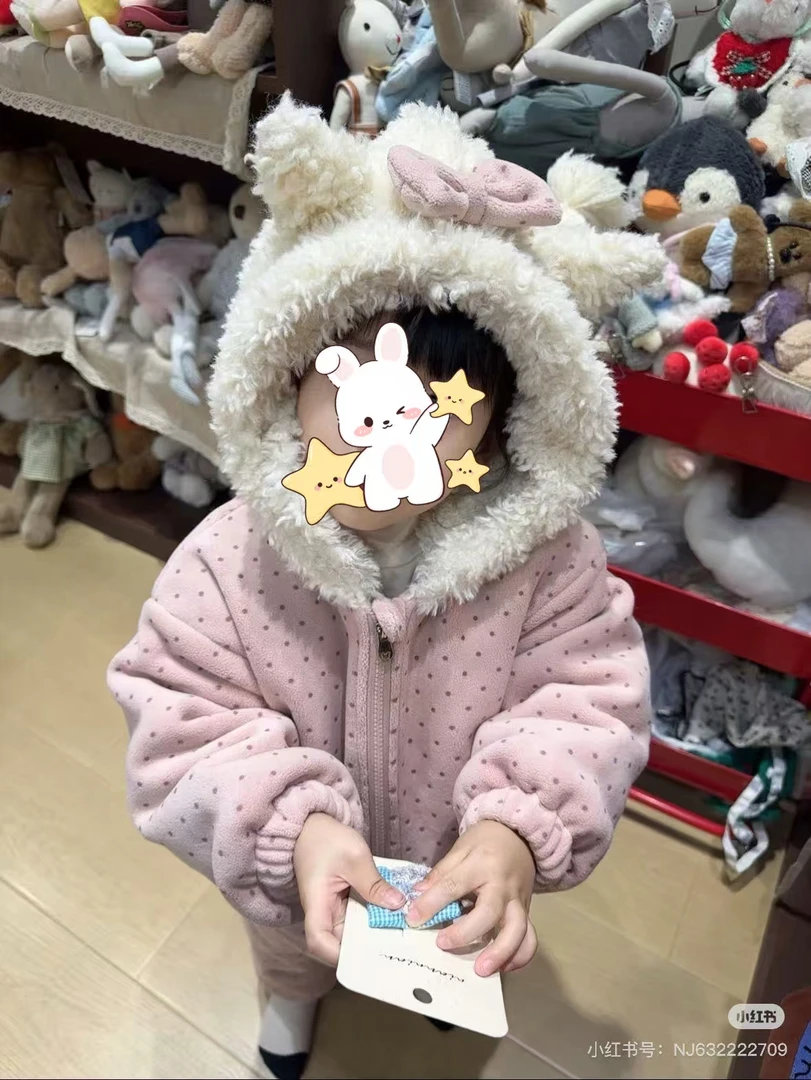 少女风保暖韩版休闲风家居服套装女童秋冬连帽冬款01