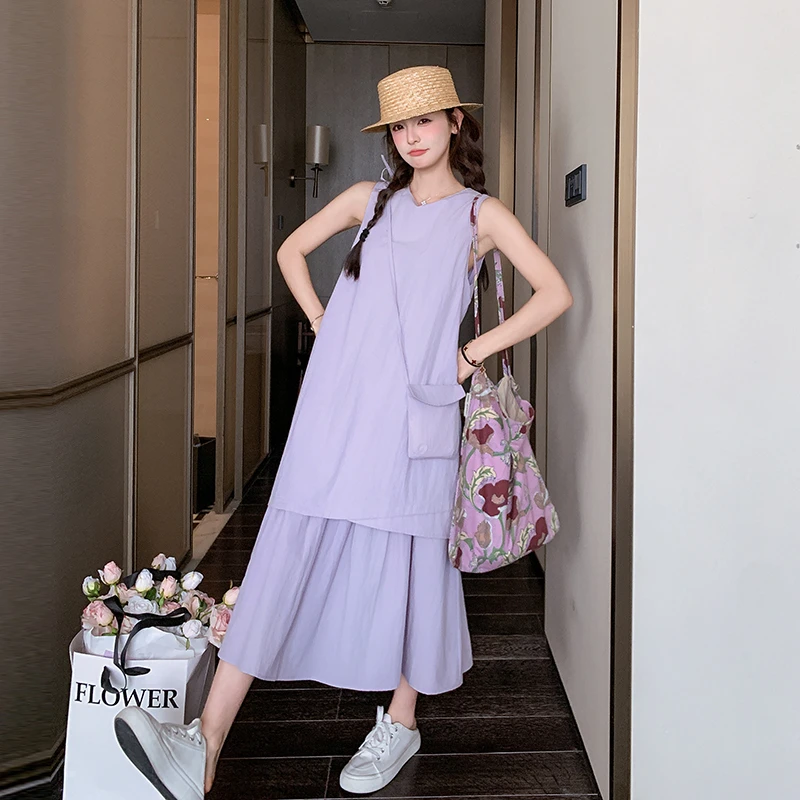 紫色气质背心连衣裙女夏今年流行爆款超火独特绝美减龄甜美长裙子