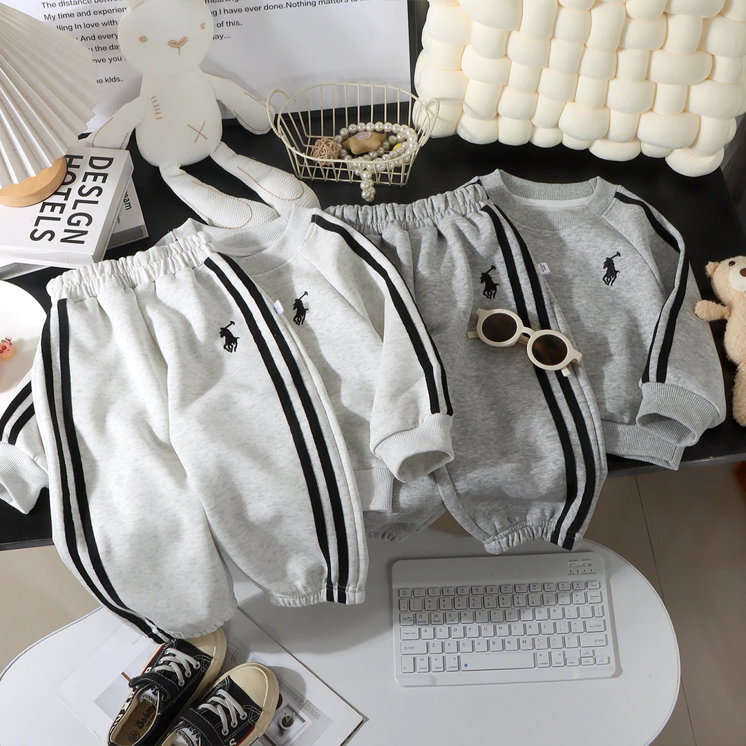 男女童同款儿童亲子刺绣卫衣套装两件套2025春季新款舒适潮流