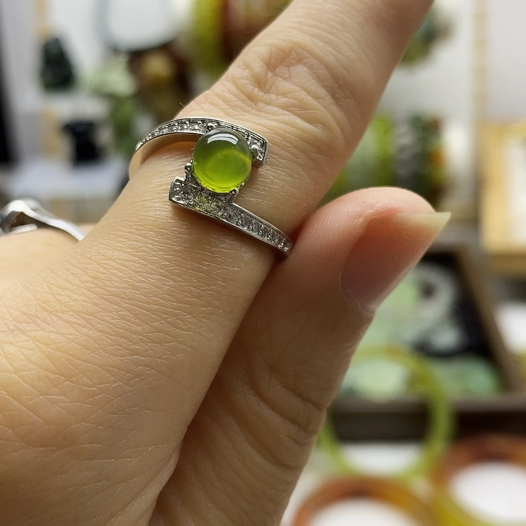 蛇纹石玉合金戒指