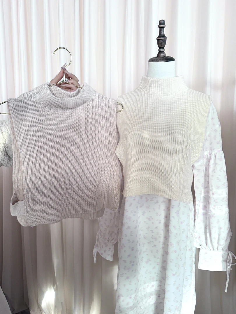 【FaFa】日系品牌 D 简约百搭 粗针织马夹背心FA502-004