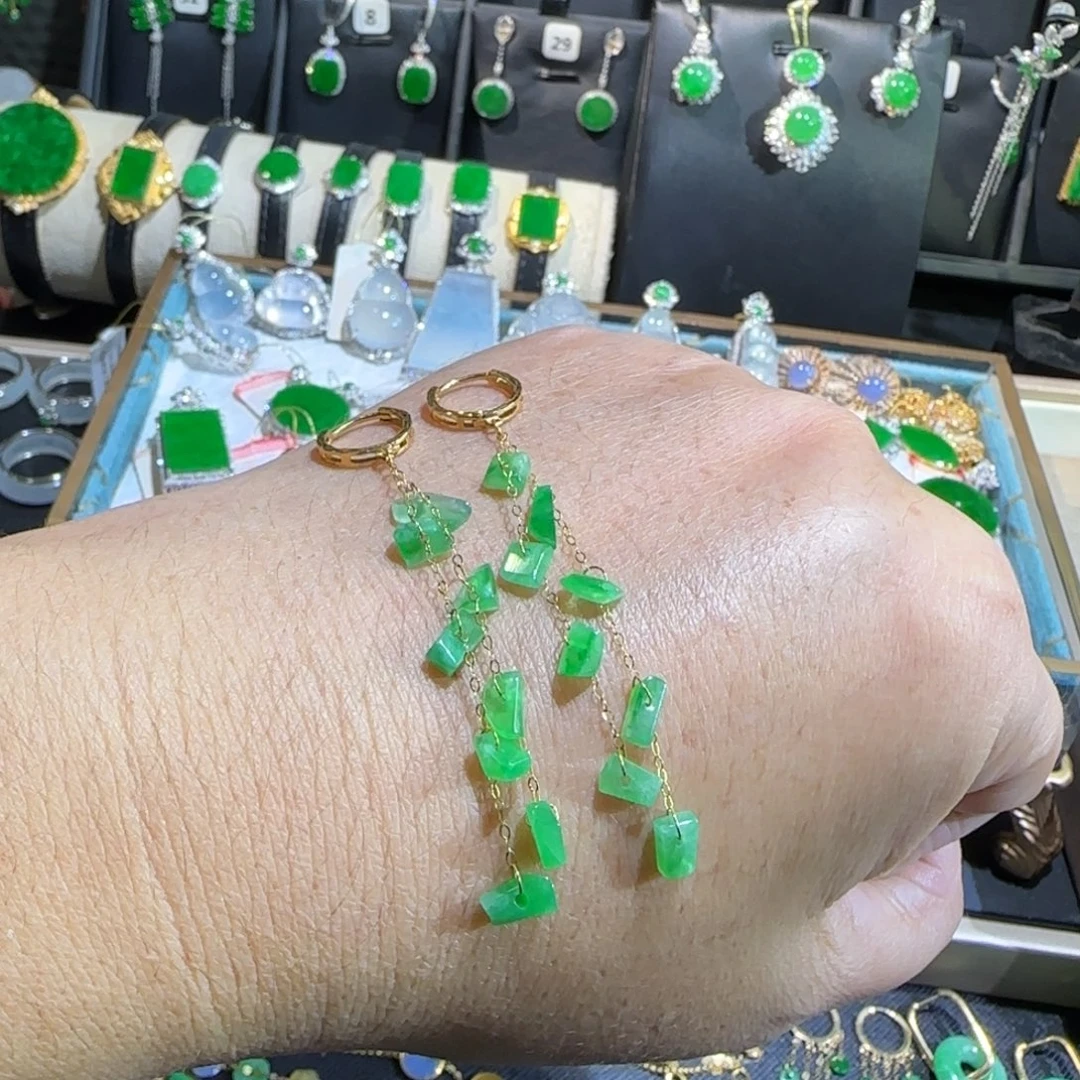 翡翠18K金镶嵌颈饰耳包