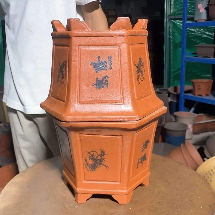 25红清雅六方X2花盆