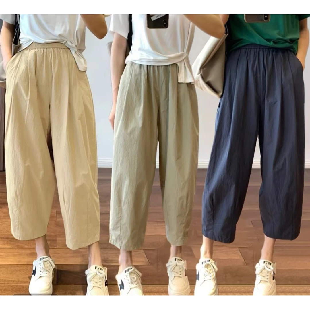 【小曹大码】九分萝卜裤女薄款宽松休闲哈伦裤阔腿裤子-QGQY5103