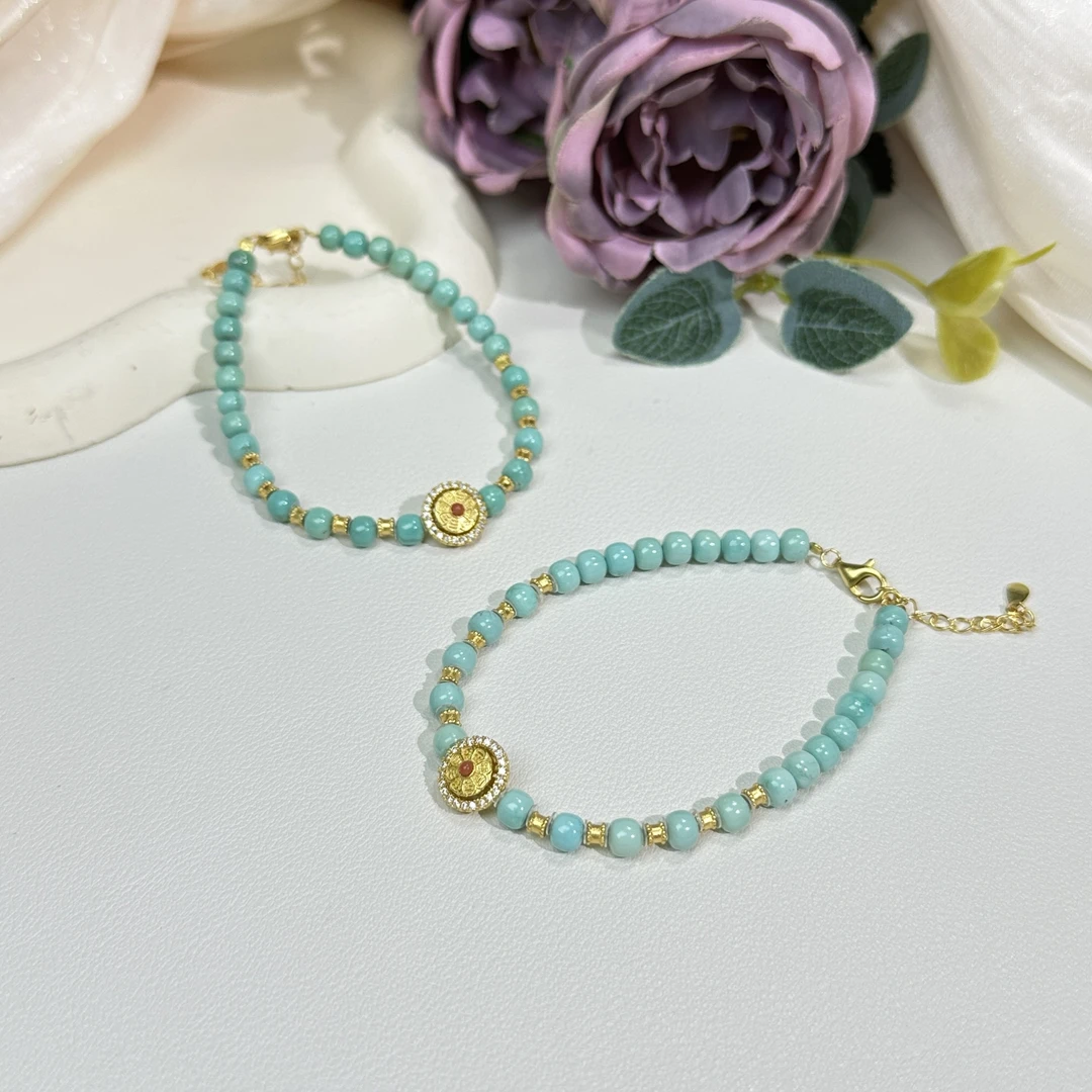 【铭记珠宝】绿松DIY老型珠手链16-DM225H243【多样性发一件】