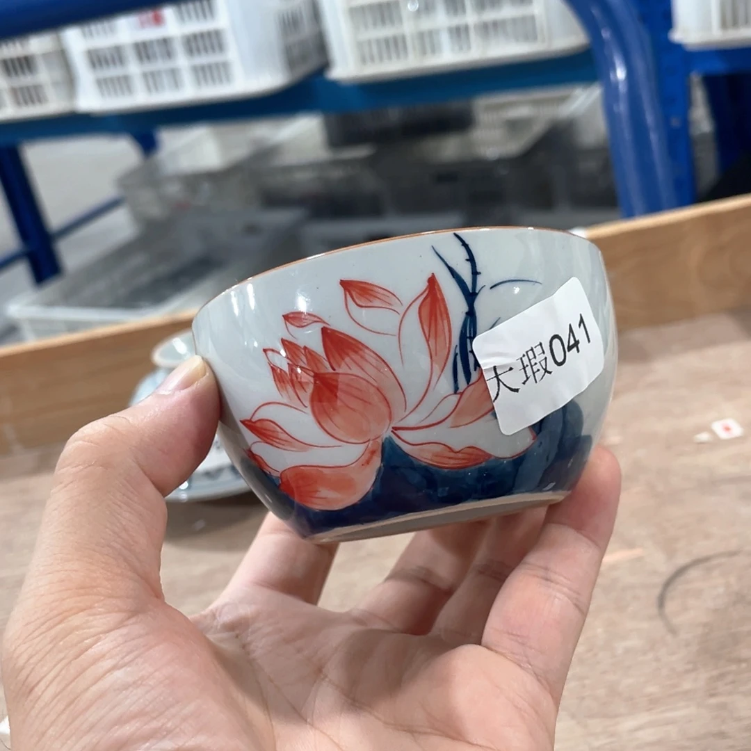 釉下手绘茶具微瑕
