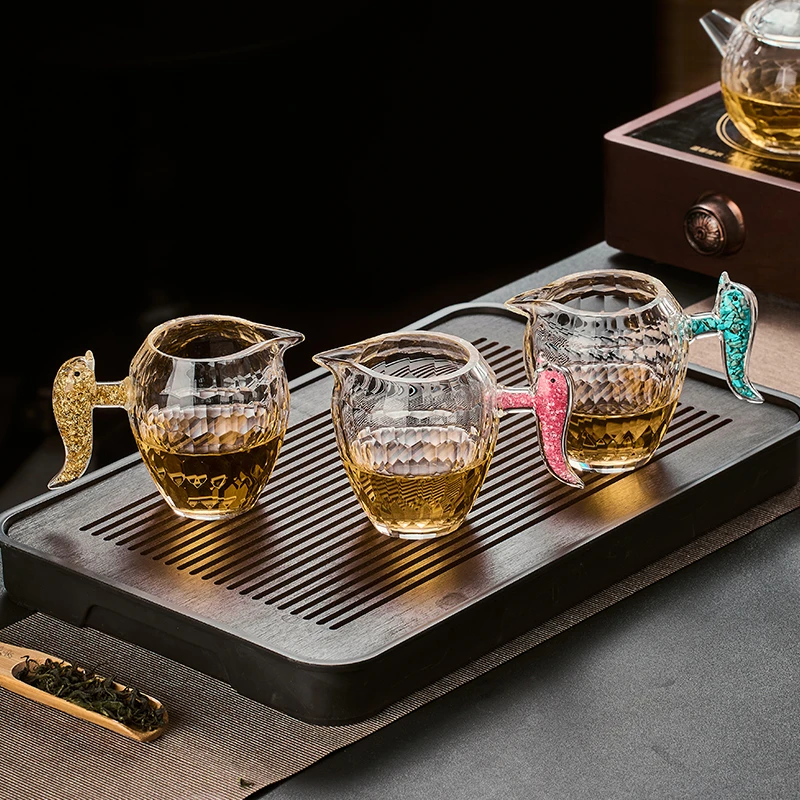 高档水晶公道杯耐高温玻璃公杯家用待客分茶杯茶壶分茶器功夫茶杯