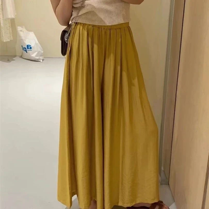 【现货+运费险】2025夏季韩系慵懒风宽松大裤腿百搭长裤休闲裤女