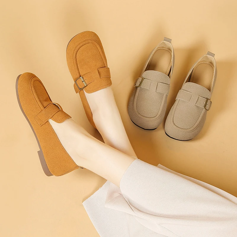 复古磨砂牛皮勃肯鞋女平底2025春秋新款一脚蹬软底懒人单鞋R38460