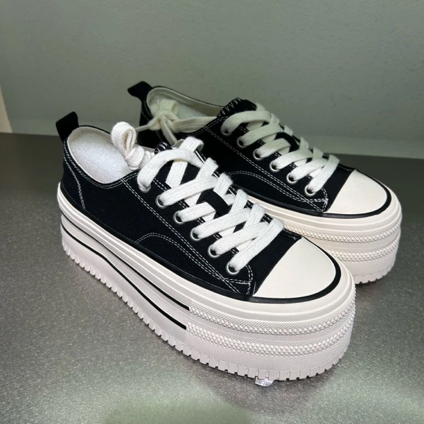 厚底增高帆布鞋女潮流百搭舒适休闲板鞋