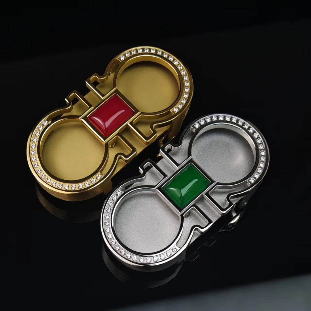 【玉石自动扣头】新款不锈钢皮带扣男士内穿自动皮带扣时尚腰带单扣