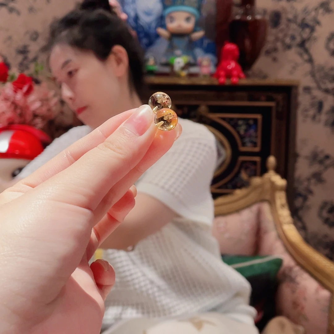 水晶耳饰18K金镶嵌?****猫耳饰