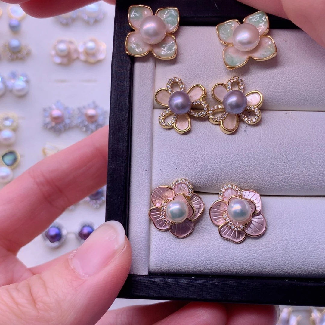 淡水珍珠耳饰合金