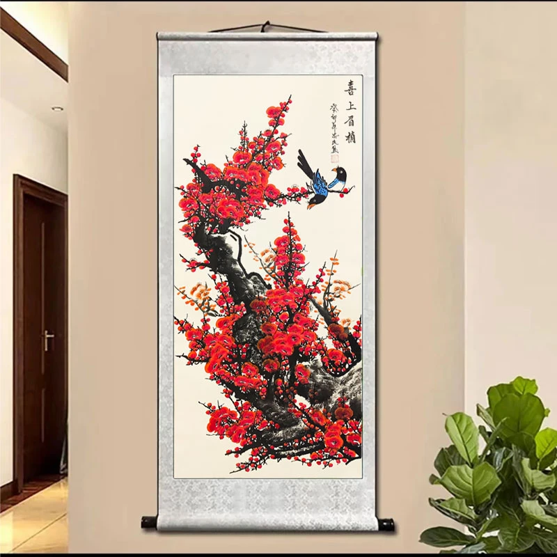 喜上眉梢梅花已装裱高1.75米，宽75厘米