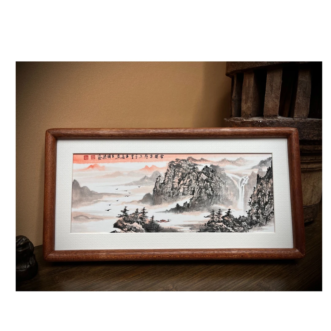 《闲云室外三千里》18×35水墨花鸟装饰画