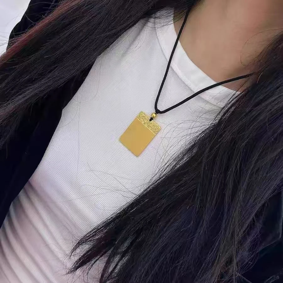 铜合金吊坠 合金祥云无事牌吊坠时尚平安无事方牌挂坠项链