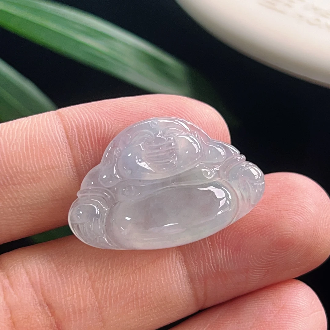 天然翡翠吊坠冰种佛公卡16.6-25.7-4.7气质镶嵌轻奢精美粉青时尚