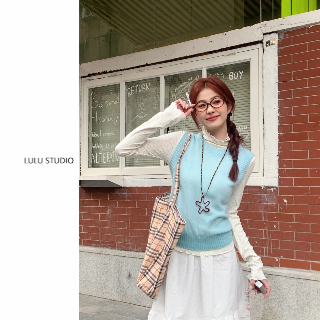 清清【V3鹿鹿】韩系2025休闲春秋百搭毛衣无袖马甲毛针织衫 V30286