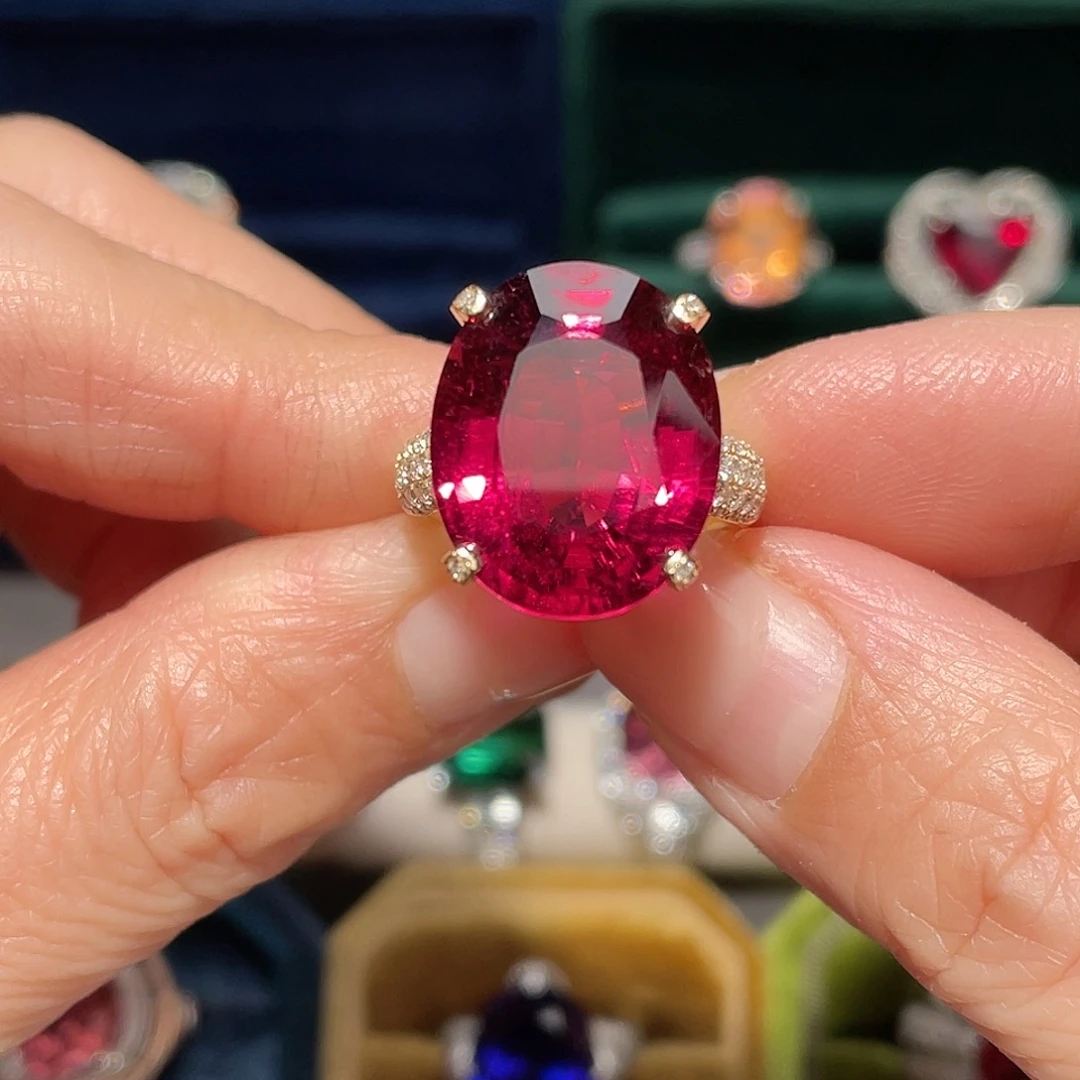戒指碧玺18K金镶嵌15.7ct