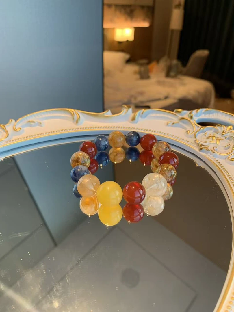 红日艳色系多宝南红蜜蜡手串女生氛围感（多样性发其一）