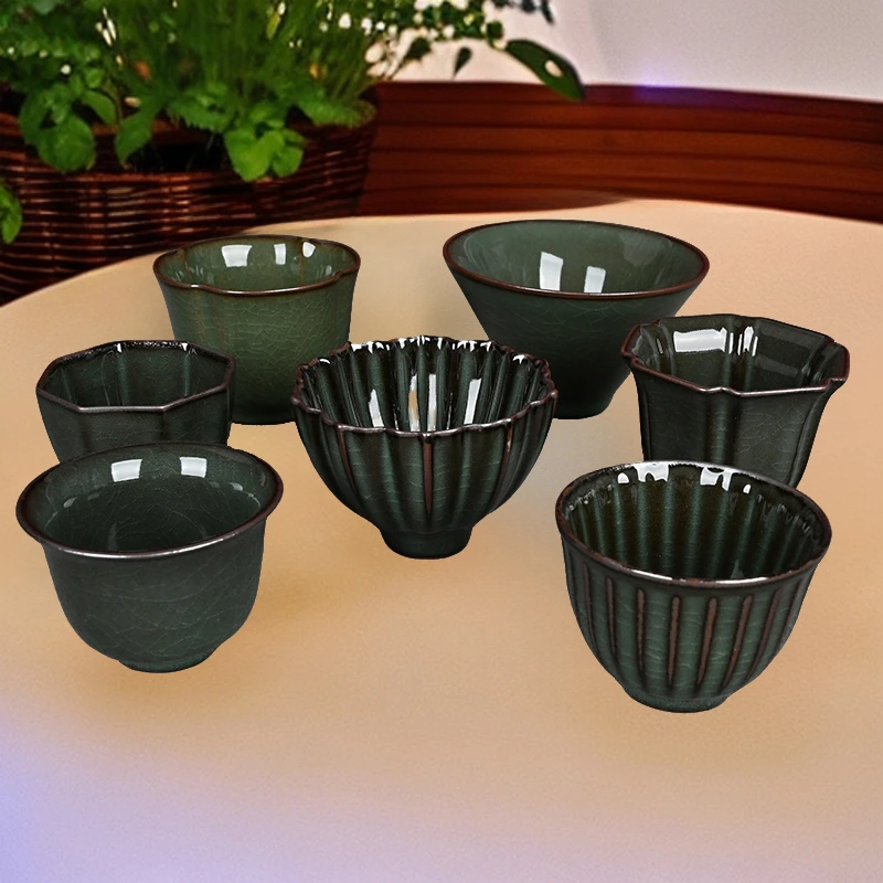 创意青瓷家用中式复古铁胎主人杯单杯陶瓷茶杯茶盏功夫茶具品茗杯