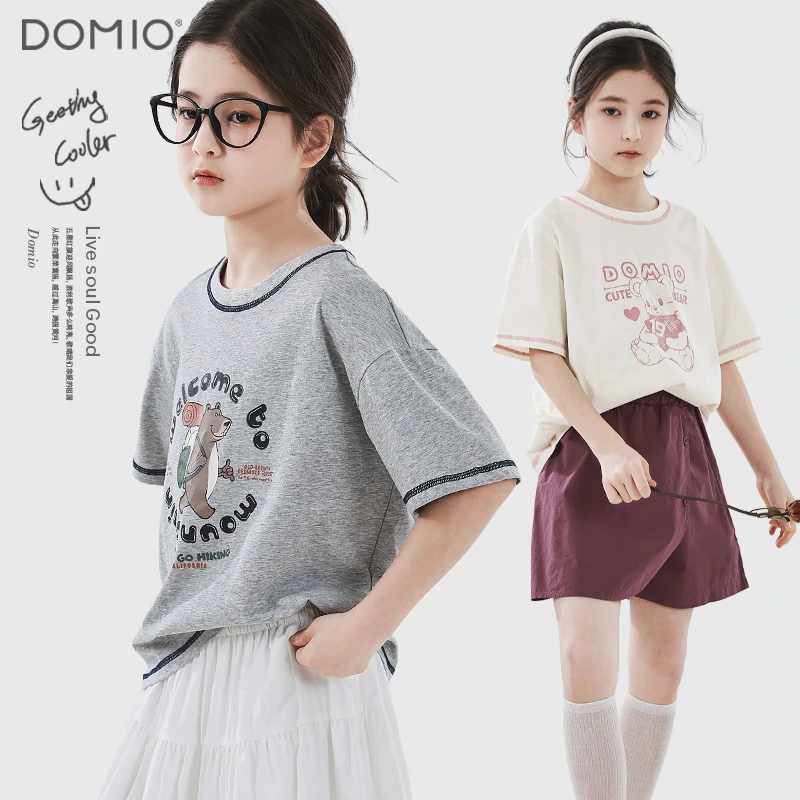 女童短袖T恤夏季2025新款儿童上衣大童薄款打底衫休闲上衣童装