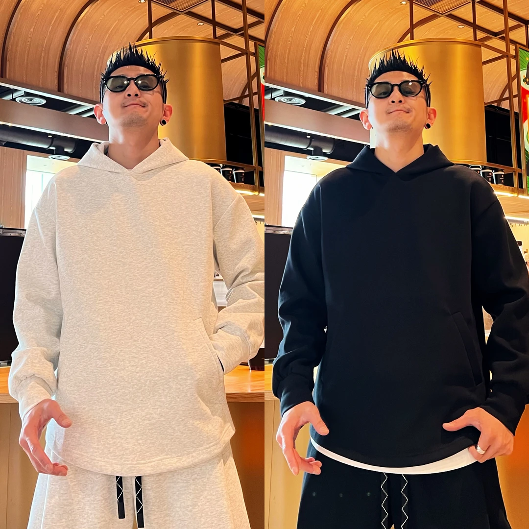 美式复古休闲简约百搭高街男女同款潮流帅气运动连帽套头卫衣帽衫