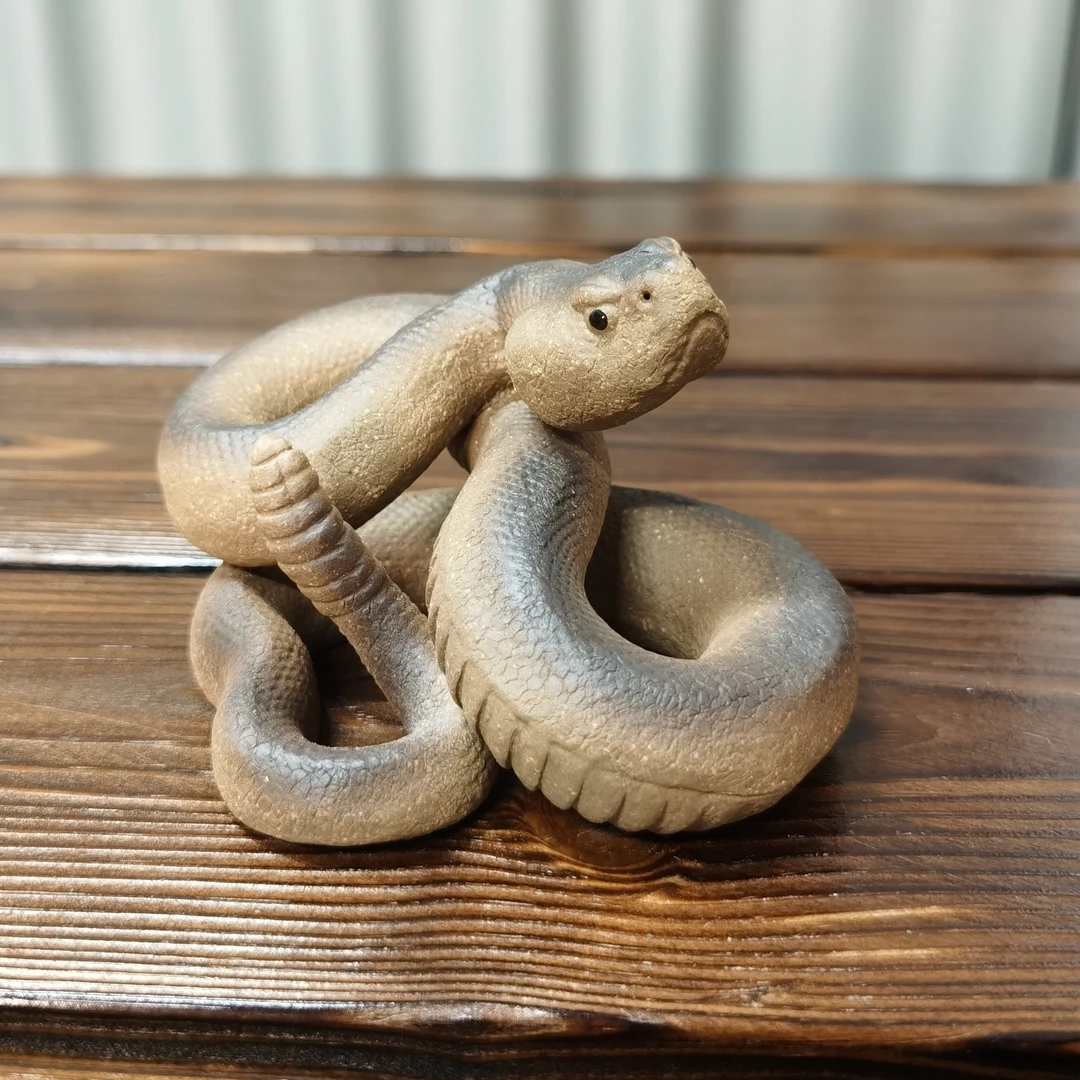 当代 紫砂茶宠摆件响尾蛇 长11cm 高7cm手工