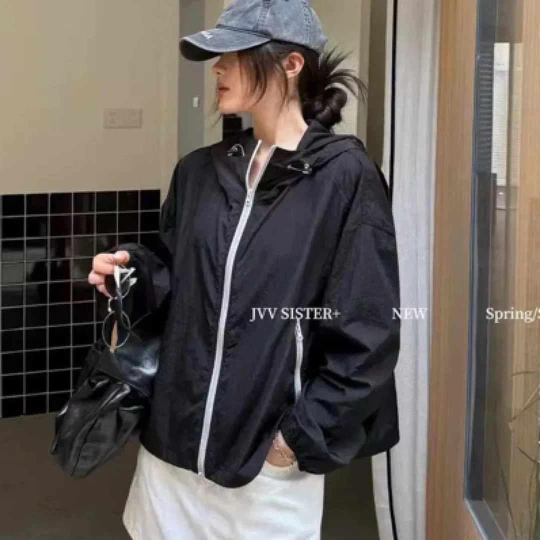 春季运动带帽外套