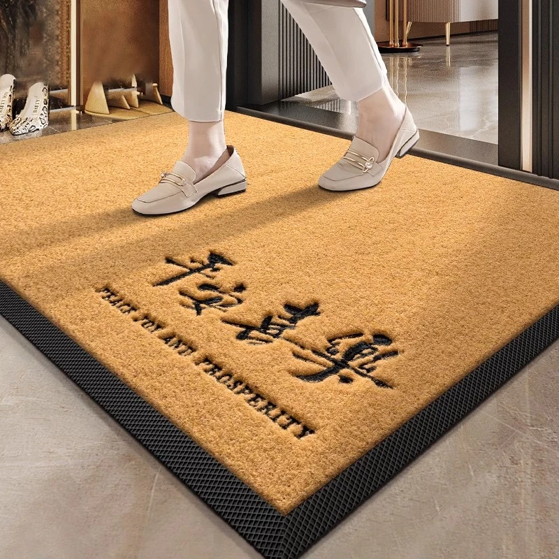 金色地垫入户门垫大门口进门地毯黄色出入平安防滑脚垫子耐脏蹭土