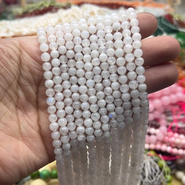 玛瑙/玉髓珠宝半成品未镶嵌一条5mm左右蓝月光珠