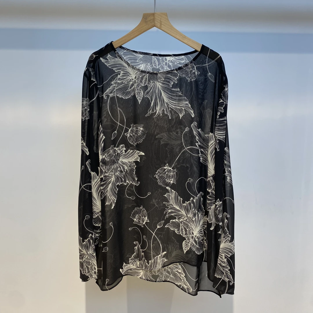 【珝翎】水墨印花衬衫长袖时尚女士