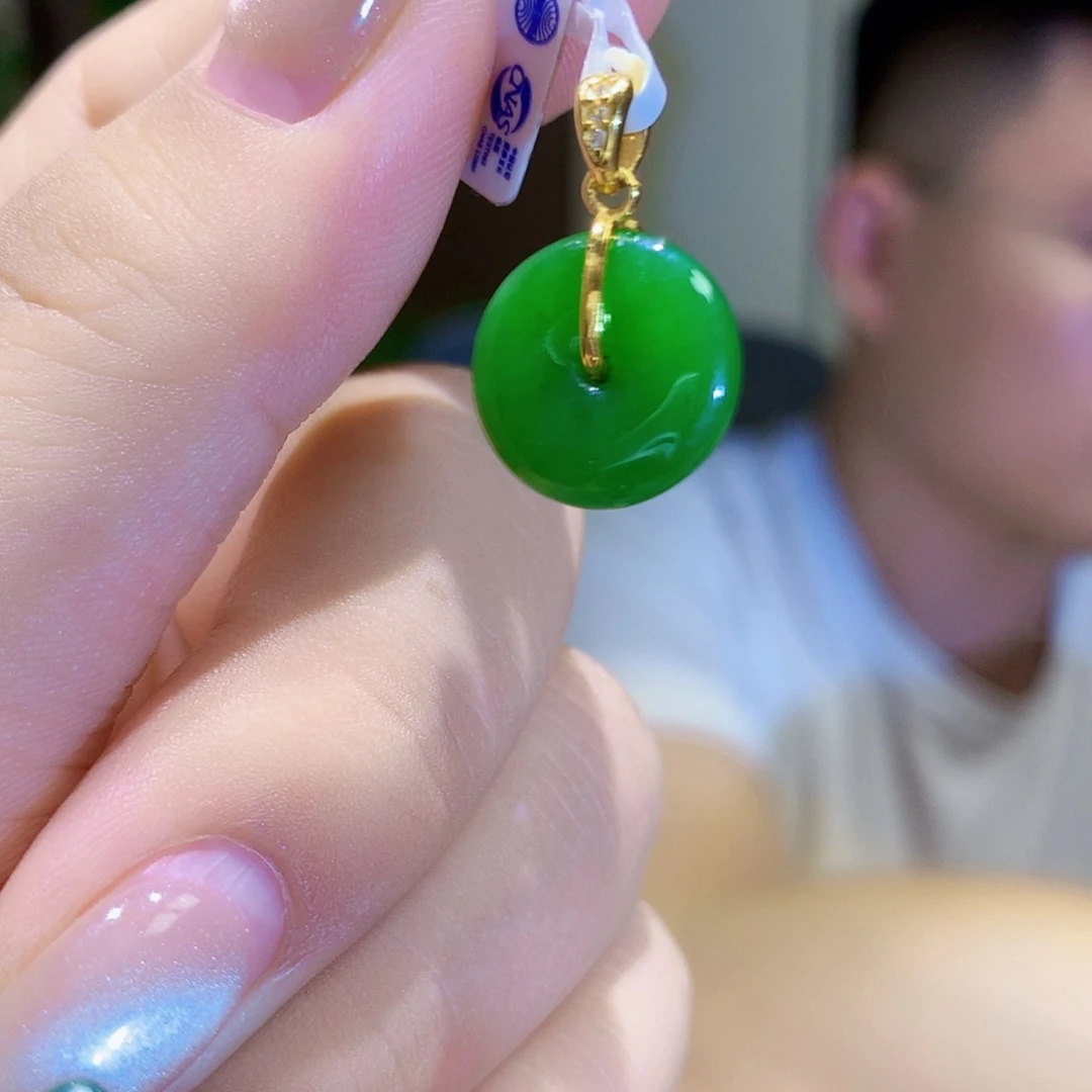 和田玉（碧玉）银S925镀金镶嵌颈饰