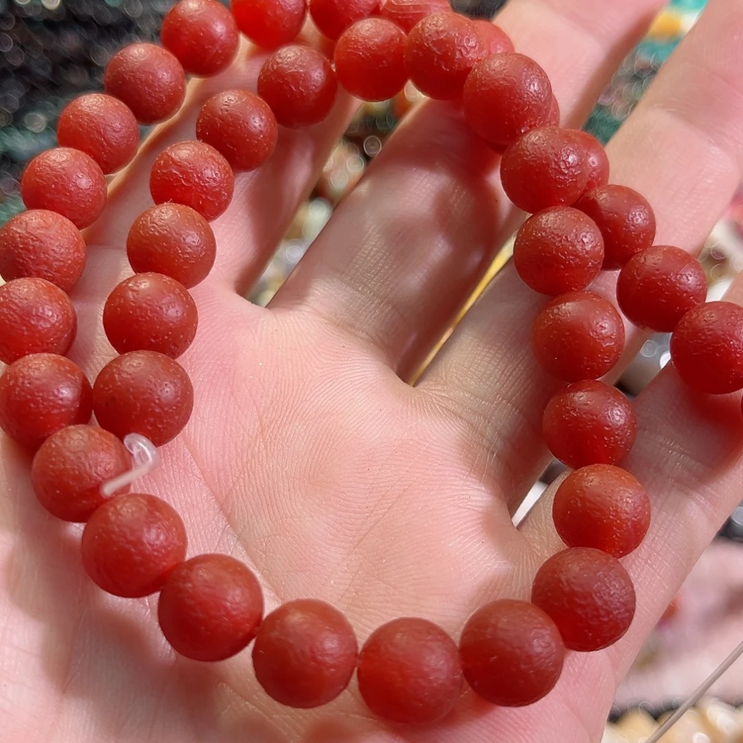 玛瑙/玉髓未镶嵌珠宝半成品橘皮玛瑙一条12mm一条