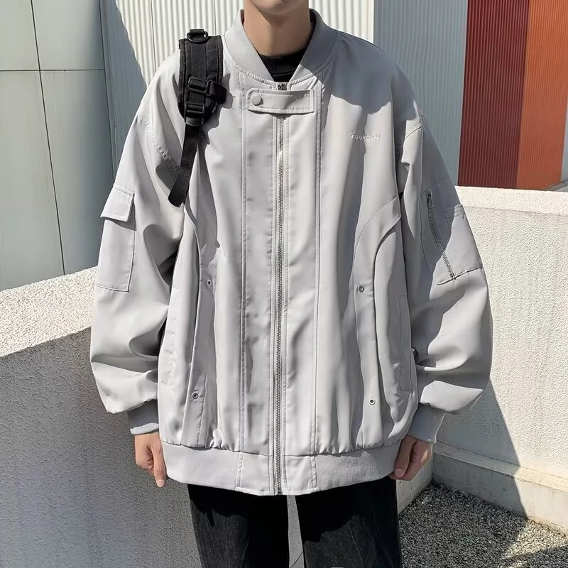 1055春秋痞帅外套男女ins高街潮牌港风日系韩版潮流宽松夹克
