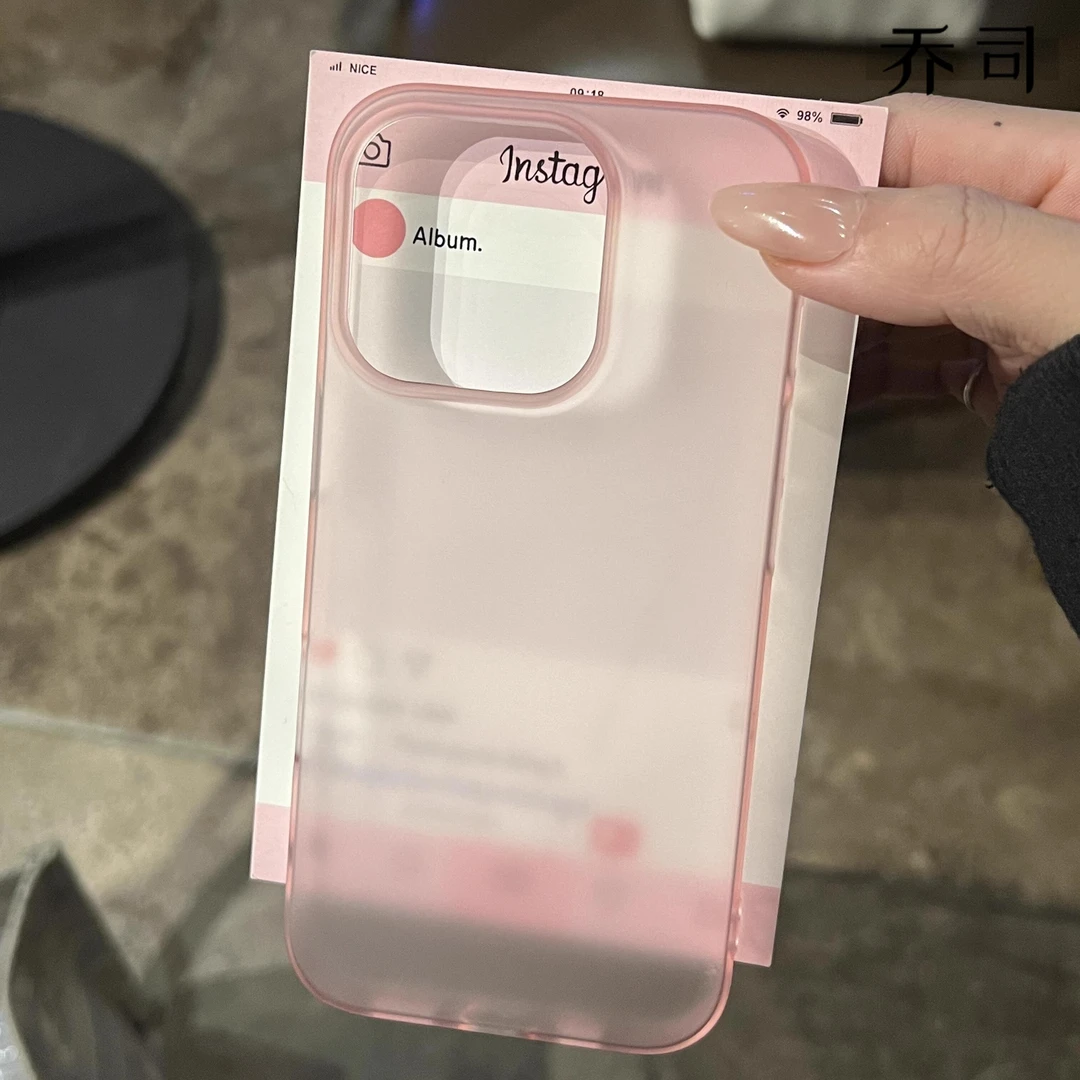飞虎胜樱花粉简约ins透明适用苹果16/15promax手机壳iPhone14肤感