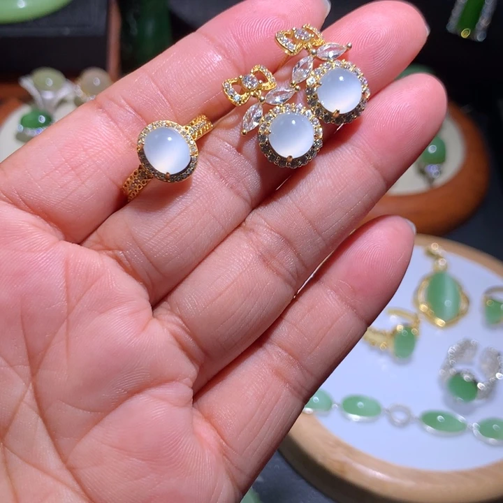 和田玉（碧玉）戒指银S925镶嵌