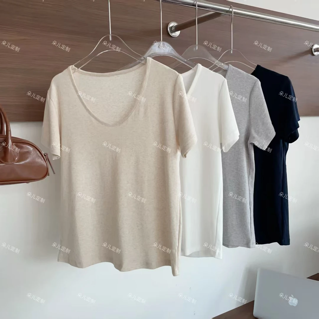 朵儿定制 【鹅蛋领】夏季纯色鹅蛋领莱赛尔亚麻短袖 IY97