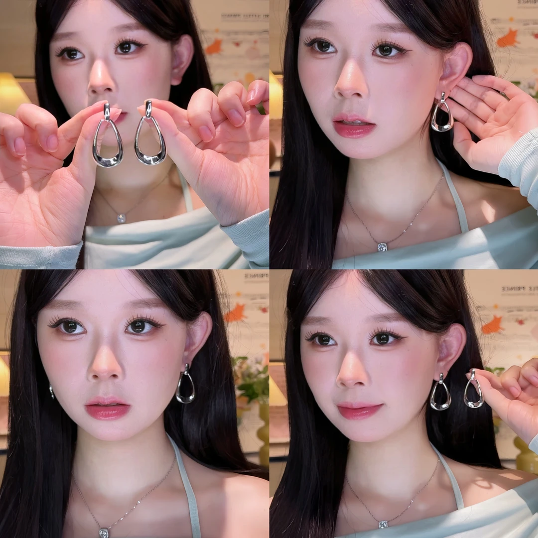 合金无非金属耳饰 新款复古水滴形耳环个性大气耳钉时尚简约气质