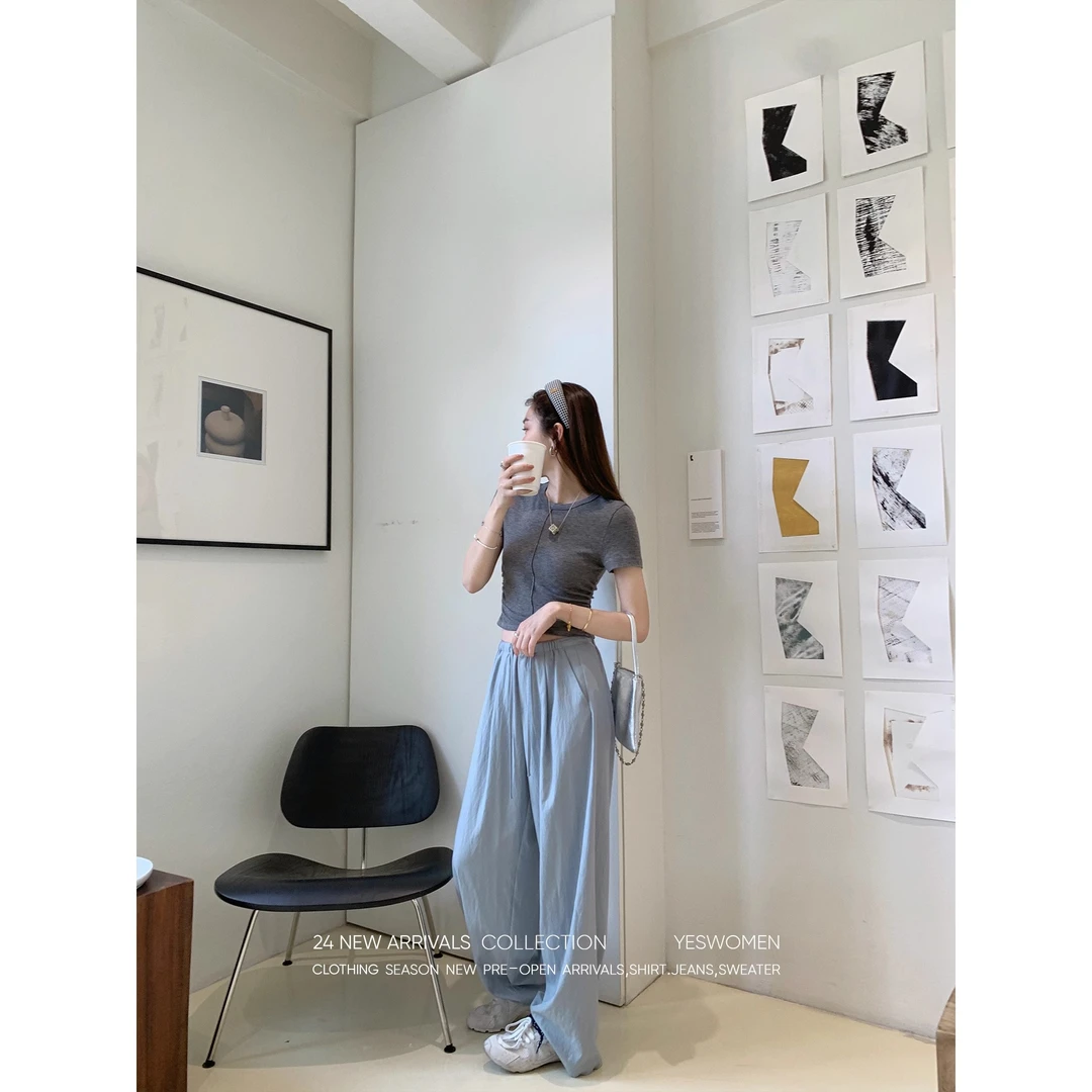 凉凉防晒裤子休闲阔腿裤夏季2025薄款山本裤子女工装裤拖地长裤子