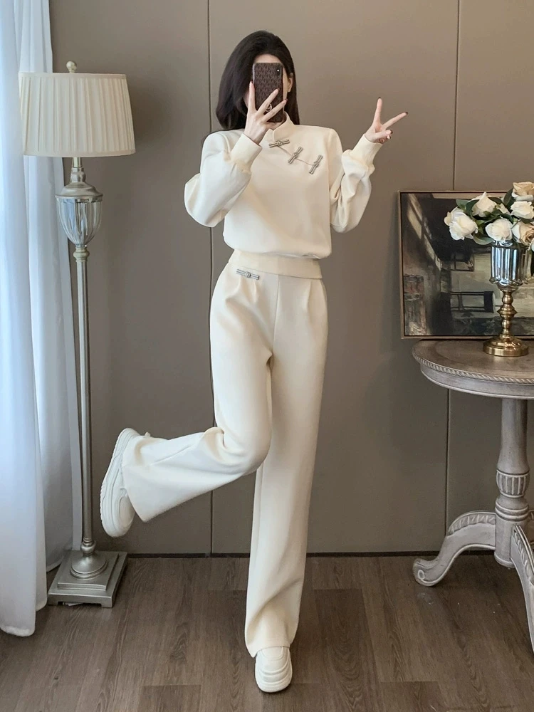 新中式国风休闲运动套装女秋季洋气显瘦设计感小众时尚套装两件套