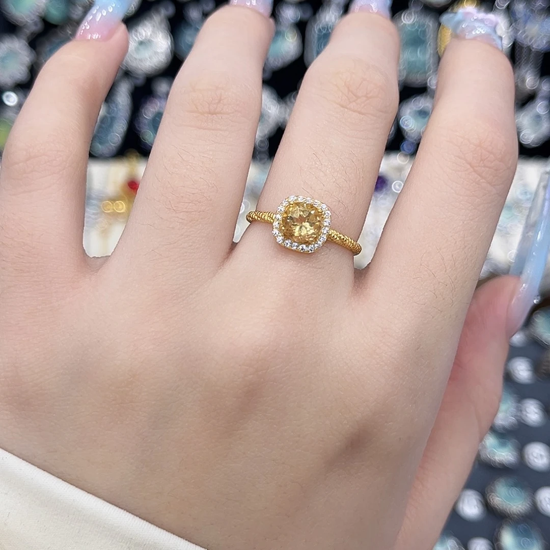 戒指银S925镶嵌黄晶