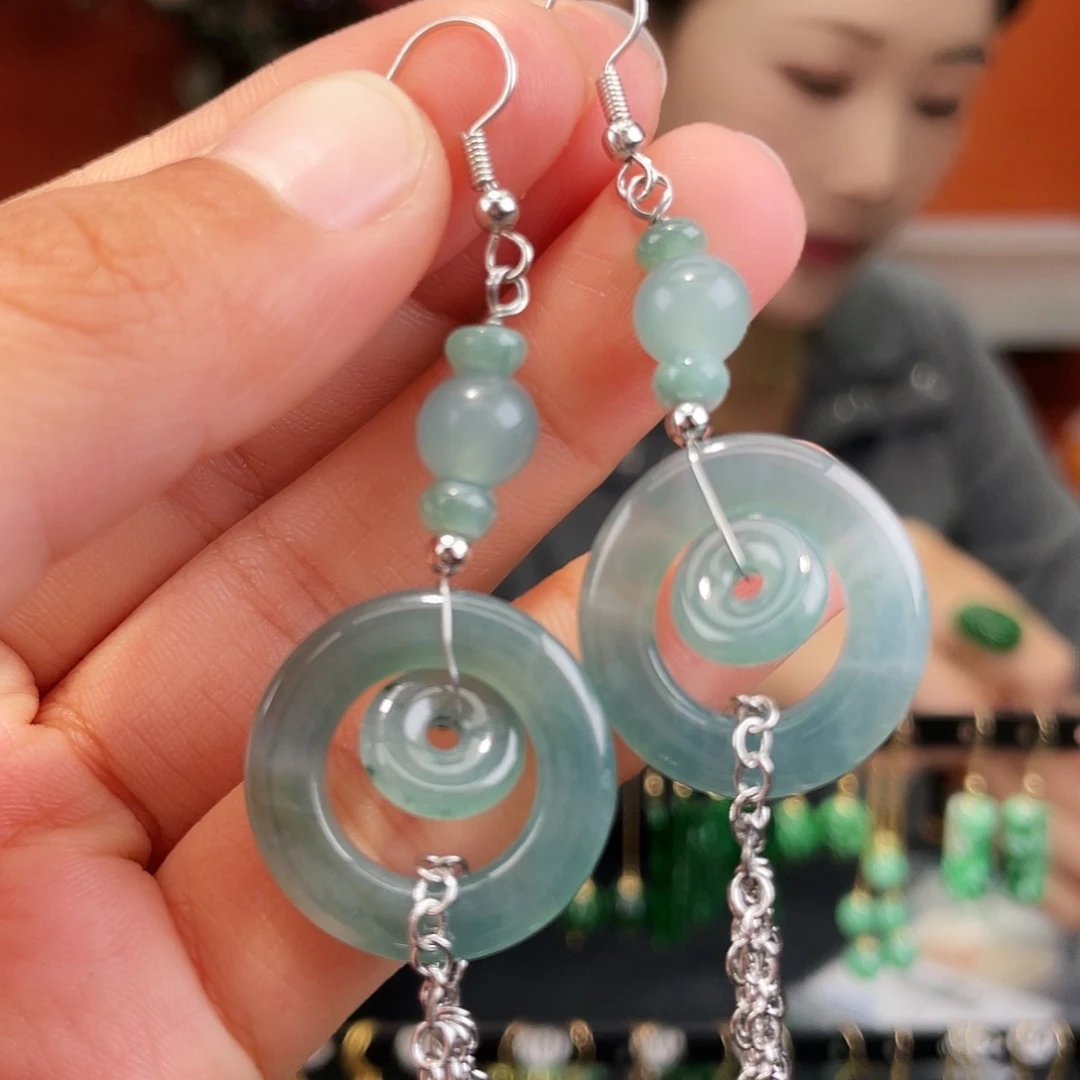 翡翠未镶嵌耳饰饰品