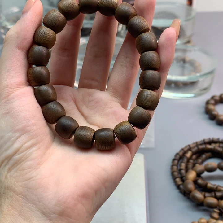 手串沉香1.0老型珠单圈绿棋