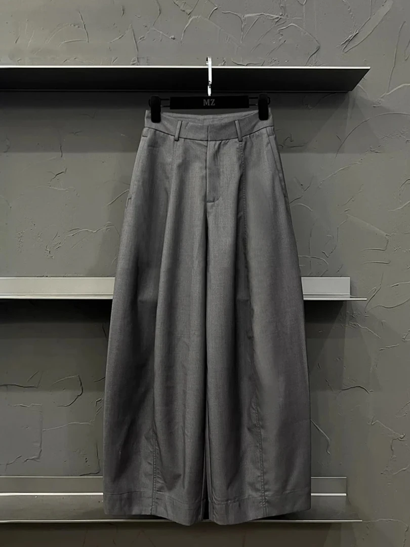 秋季新款显瘦百搭高腰休闲宽松阔腿直筒裤女西装裤