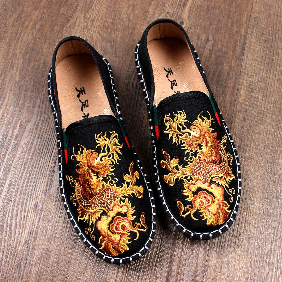 2025新款老北京布鞋男款高档手工千层底夏季透气软底一脚蹬休闲鞋