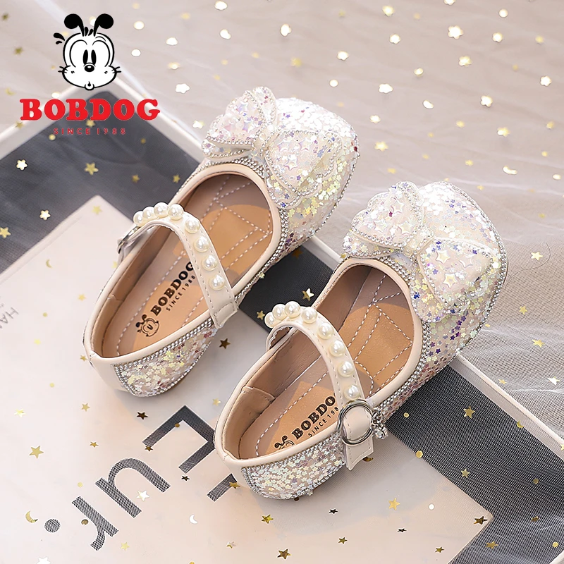 巴布豆女童公主鞋2025新款儿童水晶鞋春季女孩鞋子宝宝礼服单鞋夏