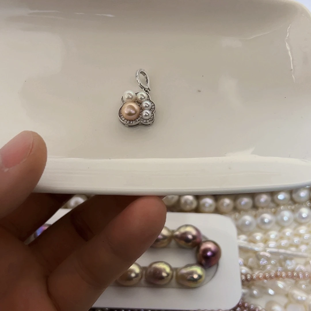 淡水珍珠吊坠(不含链)银S925镶嵌