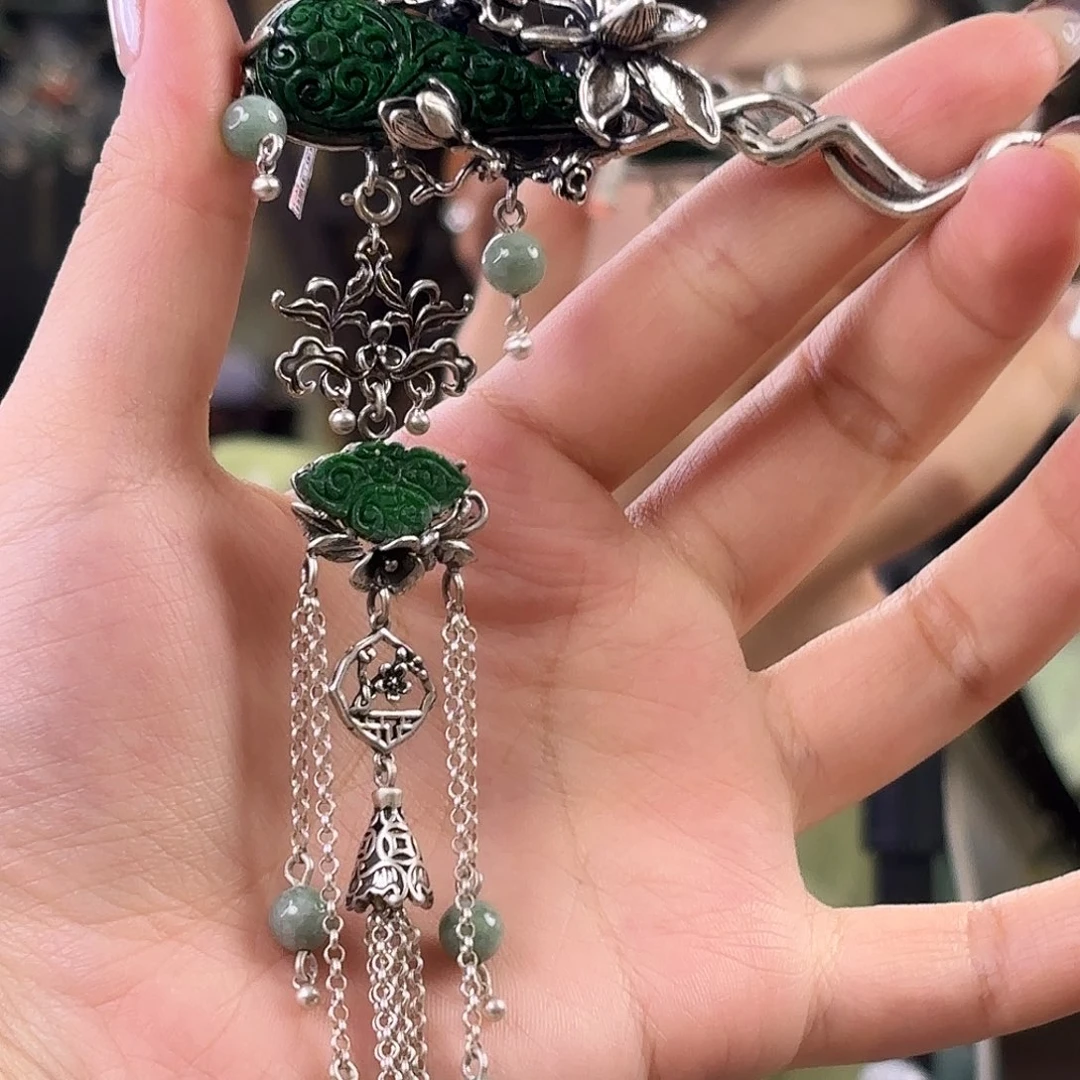 翡翠银S925镶嵌挂件