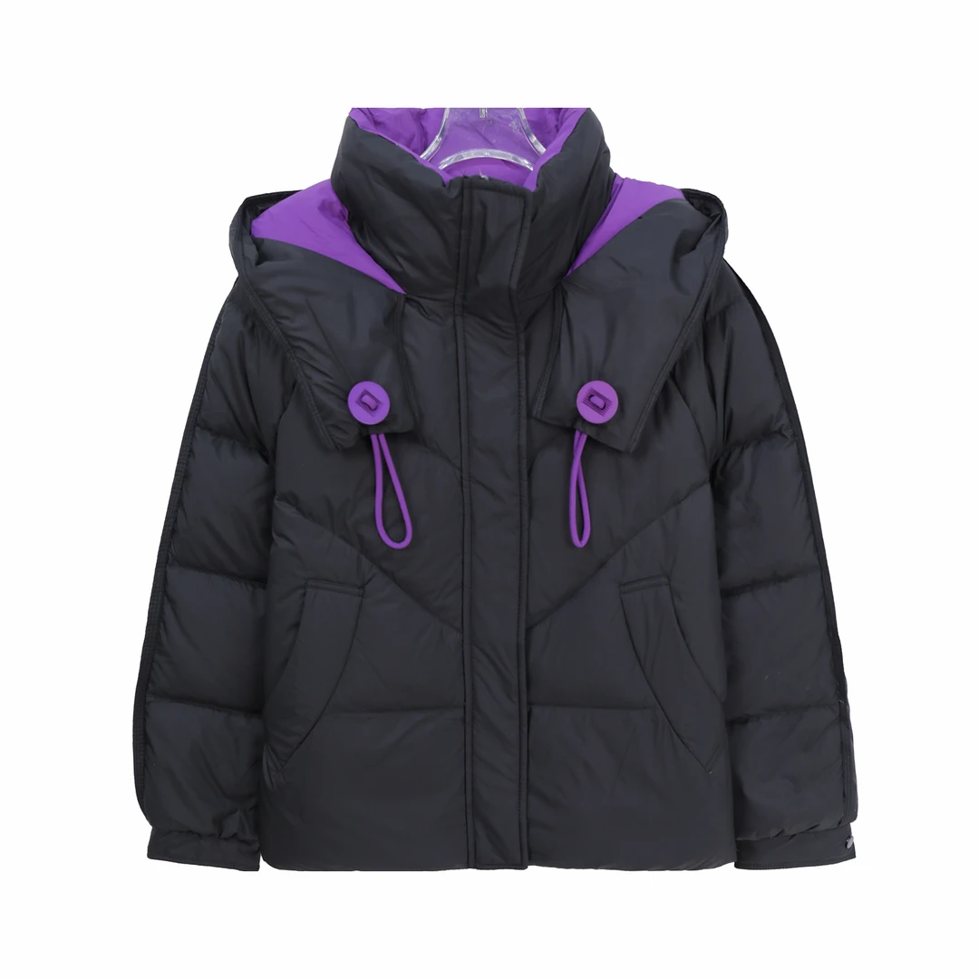 简约撞色连帽优雅减龄休闲小个子羽绒服U198